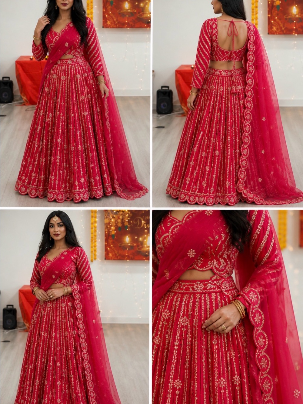 ✨ Stunning Red Bridal/Party Lehenga (Ghagra Choli Set) ✨ Indian/ Pakistani